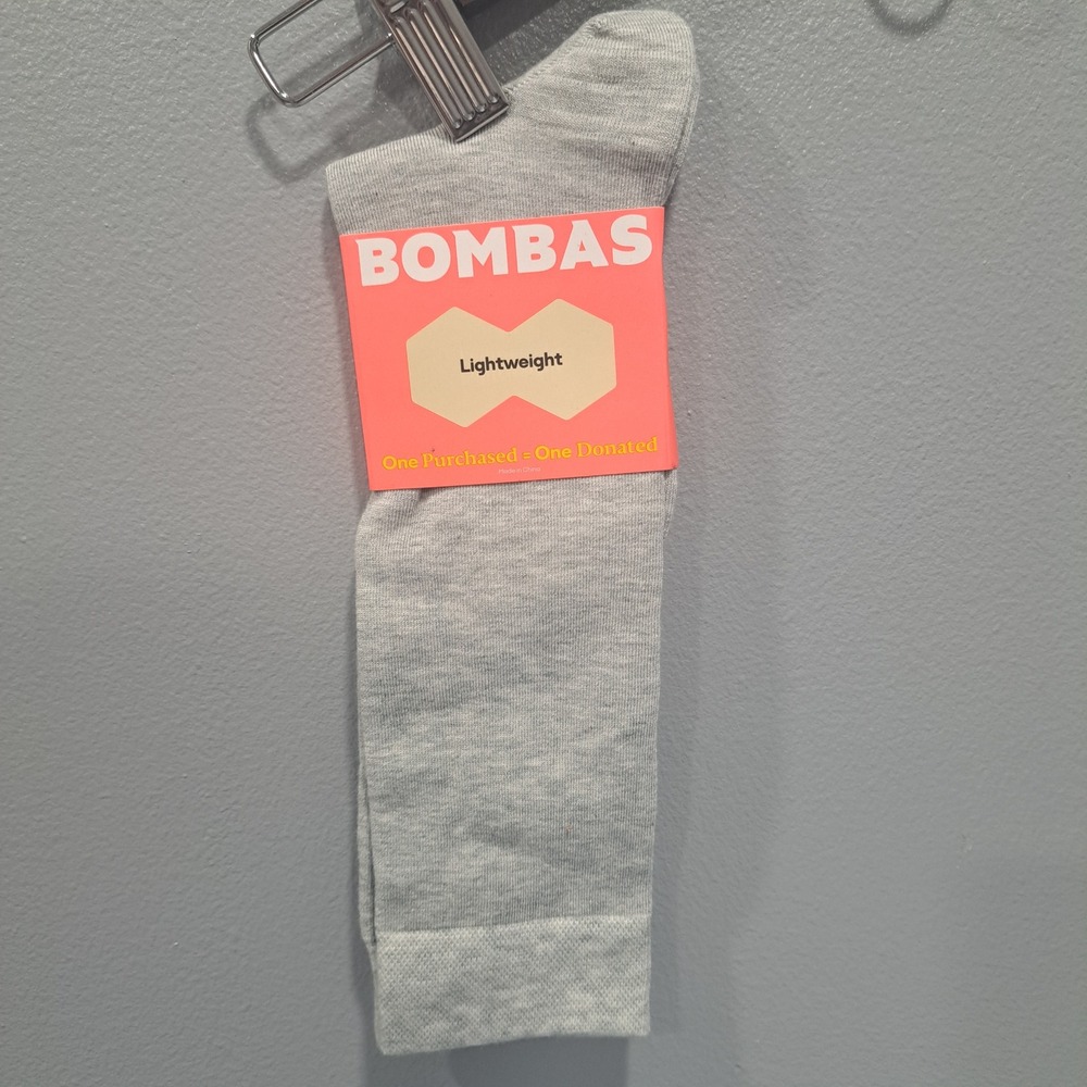 Bombas Youth Knee High Socks Heather Gray Lightweight‎ Cotton Athletic Casual